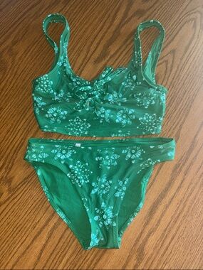 AE/Arie Green Floral Two-Piece Bikini Set